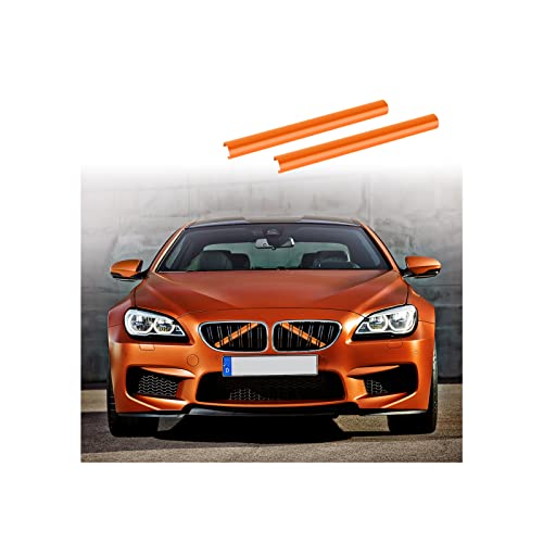 Lot de 2 bandes de garniture de calandre avant compatibles avec les bandes de garniture de calandre BMW pour séries 1 2 3 4 5 6 7, F20 F21 F30 F31 F23 F44 F45 F32 F33 F36 G30 G31 G38 (orange) Cover