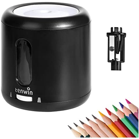 tenwin Electric Pencil Sharpener,Battery Powered and Portable Pencil Sharpeners Kid, Blade to Fast Sharpen,Suitable for NO.2/Colored Pencils(6-8mm), School/Classroom/Office/Home Cover