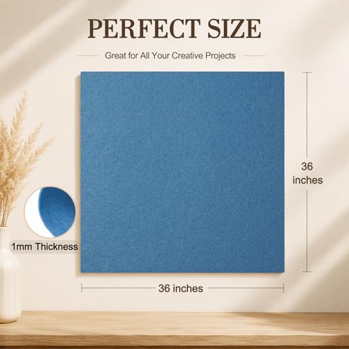 Image of Denim Blue Large Felt Fabric 36 inch x 36 inch (1 Square Yard), 1mm Stiff Felt Sheet, Nonwoven Fabric for Crafts, DIY Projects, Art, Sewing, Lining & Decorations
