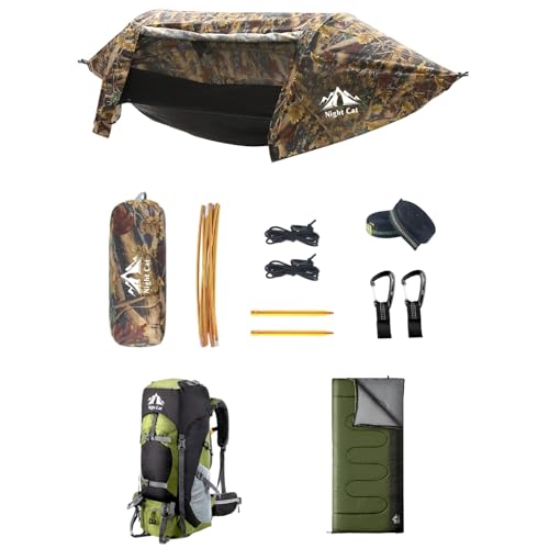 Night Cat Hamaca Tienda con Mosquitera Mochila de Senderismo Impermeable Rainfly para 1 Persona Senderismo Camping en Jardín Patio Trasero Wild