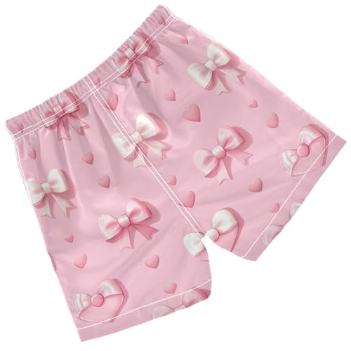 Pigsaly Boys Swim Trunks Pink Coquette Ribbon Bow Hearts Boys Board Shorts Swimsuit Swimwear Summer Bathing Suit 3T2