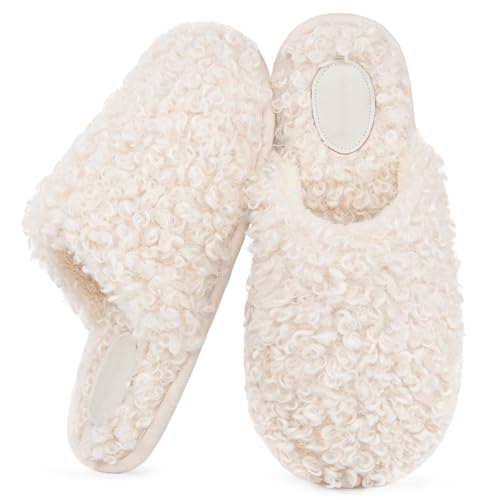 Image of Snug Leaves Women's Scuff Slippers Furry Cute Memory Foam House Shoes