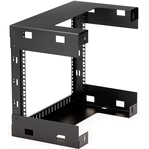 Image of StarTech.com 2-Post 8U Heavy-Duty Wall-Mount Network Rack, 19 inch Open Frame Server Rack, 12 inch Deep, Wall Mount Data Rack for IT / AV / Patch Panel / Computer Equipment, TAA (RK812WALLO)
