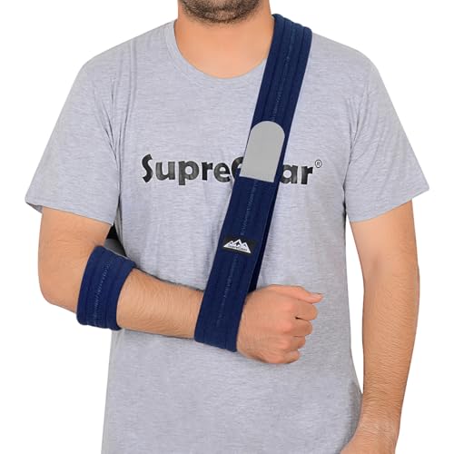 supregear Armschlinge Verstellbar Leicht Komfortabel Schulterschlinge Atmungsaktiv Medizinische Schulterstütze für Verletzten Arm/Hand/Ellenbogen Dunkelblau