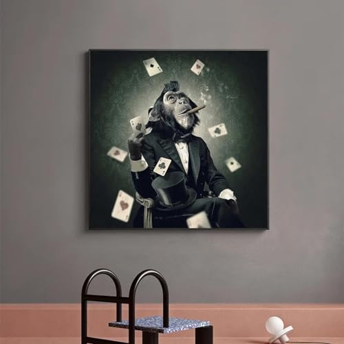 Impression singe fumer et jeu de carte pour sublimer un mur blanc vide