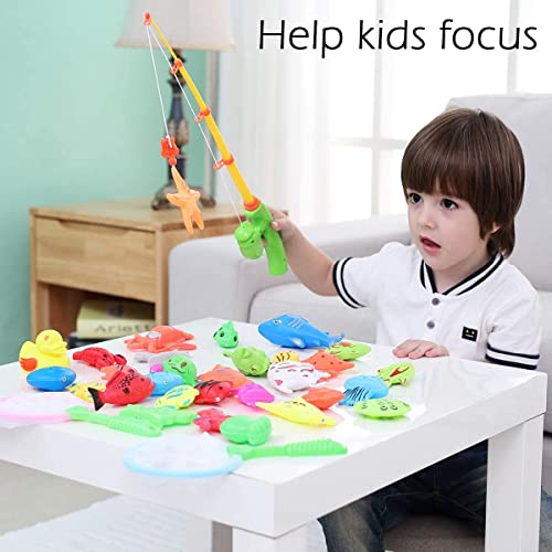 Cozybomb Kids Fishing Bath Toys Game - 17Pcs Magnetic Floating Toy Magnet Pole Rod Net, Plastic Floating Fish - Toddler Education Teaching And Learning Colors (New) #TOP2