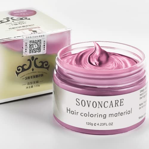 Temporary Hair Wax Color, Sovoncare Pink Hair Dye Styling Cream Hairstyle Diy Hair Color Dyes For Men & Women Cosplay Halloween Date 4.23 Oz (Pink) #TOP2