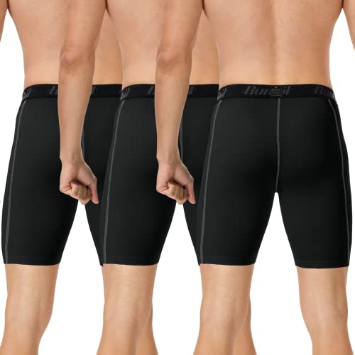 Runhit 3er Pack Herren Kompressionsshorts - Base Layer Sport Unterhosen Funktionsunterwäsche Tight Kompressionshose Kurz Laufunterwäsche Radlerhose XL