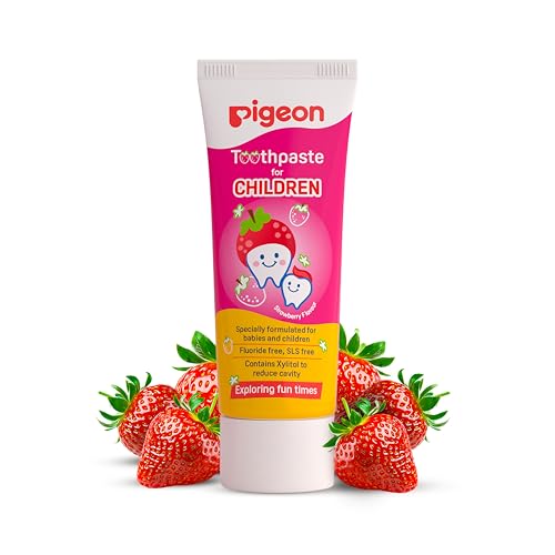 Image of Pigeon Strawberry Toothpaste for Babies & Kids 45 g | Fluoride & SLS Free | Colour & Paraben Free | pH-Balanced Gentle Daily Oral Care