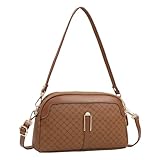 Bolsa De Couro Feminina Média Transversal Crossbody E Ombro Ajustável, Duas Divisões com Zíper, Impermeável (Amarelo)