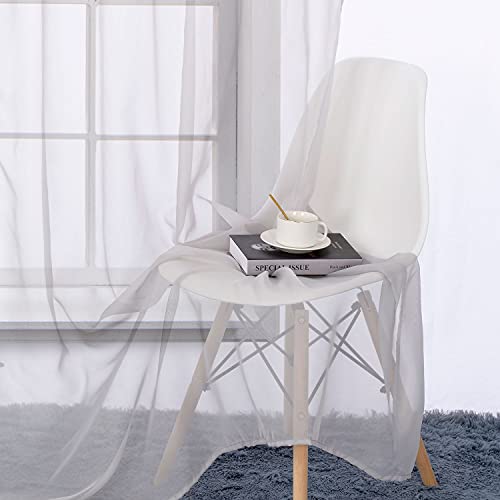 Ruthy's Textile Light Grey Sheer Curtains 84 Inches Long Grommet Window Treatment Voile Panels 54" X 84" Length For Kitchen/Bedroom/Living Room Set Of 2 #TOP4