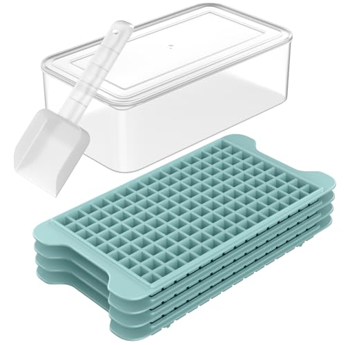 Image of Mini Ice Cube Tray for Freezer: FDDBI Small Ice Trays for Freezer with Bin - 117×4PCS Easy Release Nugget Ice Tray - Crushed Ice Tray with Container