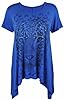 Ladies Plus Size Uneven Hem Short Sleeve Tiger Face Print Womens Stretch Top Royal Blue Size 28 – 30 #2
