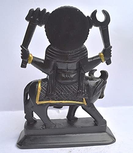 Estatua Shani Dev en piedra negra 7 pulgadas miniatura 5