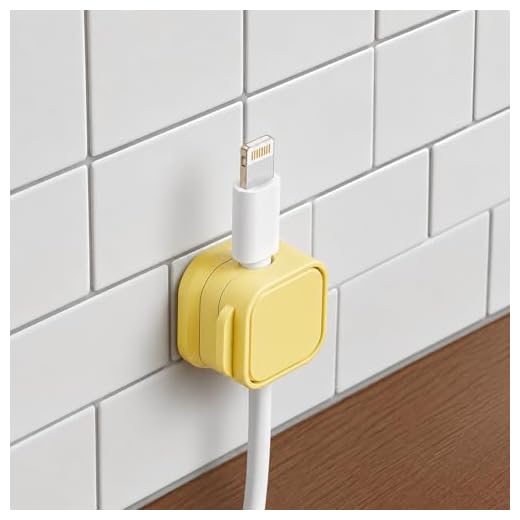 4 Pack Magnetic Cable Clips for Desk, Charging Cable Organizer Holder, Cord Management Clips for USB Cable Phone Charger Wire, Yellow