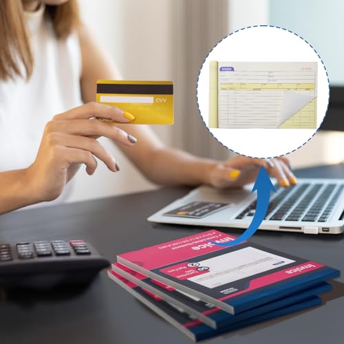 xkdous 5 pack invoice receipt book 2-part carbonless 5-91634 x 8-71634 invoice book for small business 50 sets per book