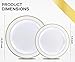 350 Piece Gold Dinnerware Set,100 Plastic Plates, 50 Cups,50 Pre Rolled Napkins with Plastic Silverware, Disposable Gold Dinnerware Set for 50 Guest