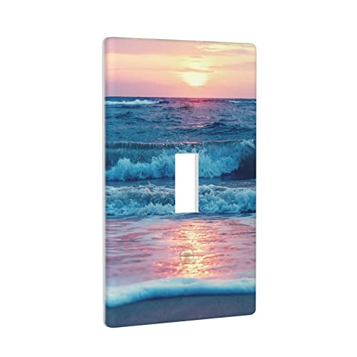 Plaque murale en plastique bleu océan motif lever de soleil pour interrupteur à bascule - 3