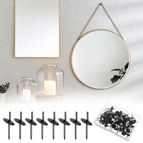 Image of 50 Pcs Picture Hanging Nails One Step Hangers Picture Hanger Pictures Frame Hangers Kit Iron Alloy Photo Frame Hanger Kit Pictures Hanging Tacks for Wood Hardware Mounting(20Ib)