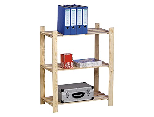 Étagère bois 95 x 80 x 40 cm 3 tablettes meuble rangement salon chambre