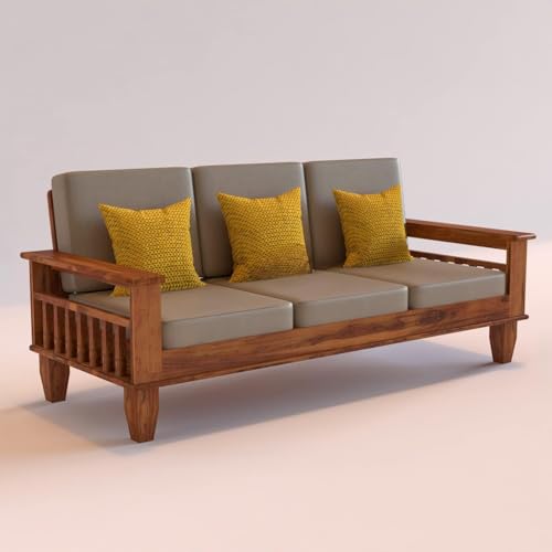 Image of Sheesham Wood 6 Seater Sofa Sets for Living Room Wooden 6 Person Sofa Set Without Coffee Table | Sofas Six Seater for Office (DIY - Customer Self Assmebly) (3+2+1, Natural Honey)