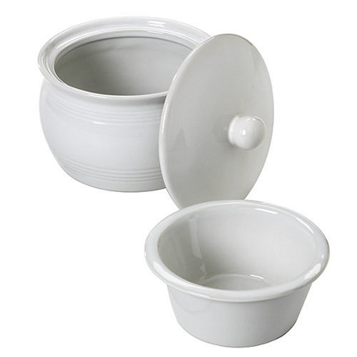 Norpro 3 Piece Stoneware Stay Cool Warm Dip Server Set, 1.5c/12oz, White