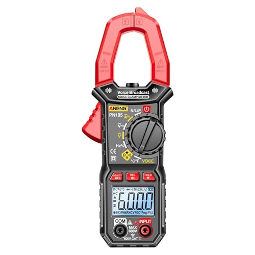 Multímetro Digital Pinza PN105 Medidor de Corriente AC/DC 6000 Cuentas Voltaje Temperatura Capacitancia Resistencia Diodos, Negro miniatura 1