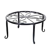 Fablcrew - Soporte para maceta de hierro forjado para plantas de metal negro redondo 4 patas taburetes decoración interior exterior para balcón jardín casa