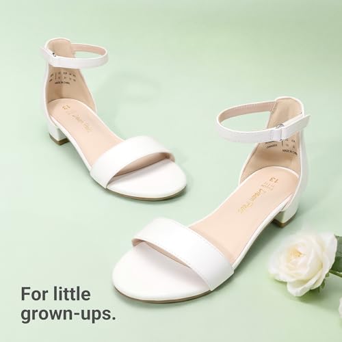 Image of DREAM PAIRS Girls Sandals Low Heel Dress Pump Ankle Strap Flower Wedding Party Shoes for Little Kid /Big Kid