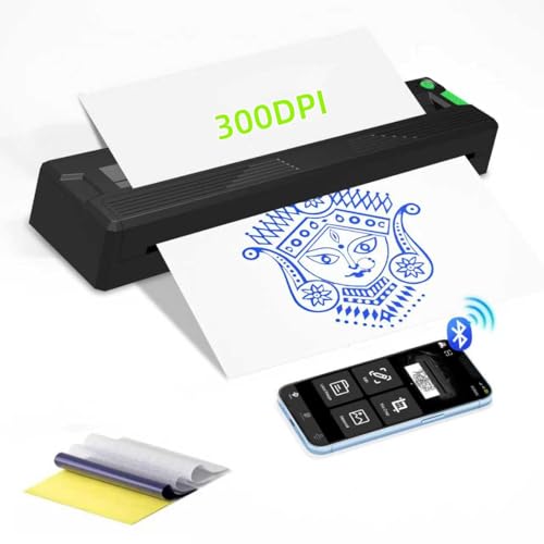 Tattoo Stencil Printer,2026 New Thermal Portable Wireless Bluetooth Inkless Tattoo Printer Machine for Tattoo Beginners&Artists,with 3pcs Tattoo Transfer Paper,Compatible with Phone/Pc&Pad