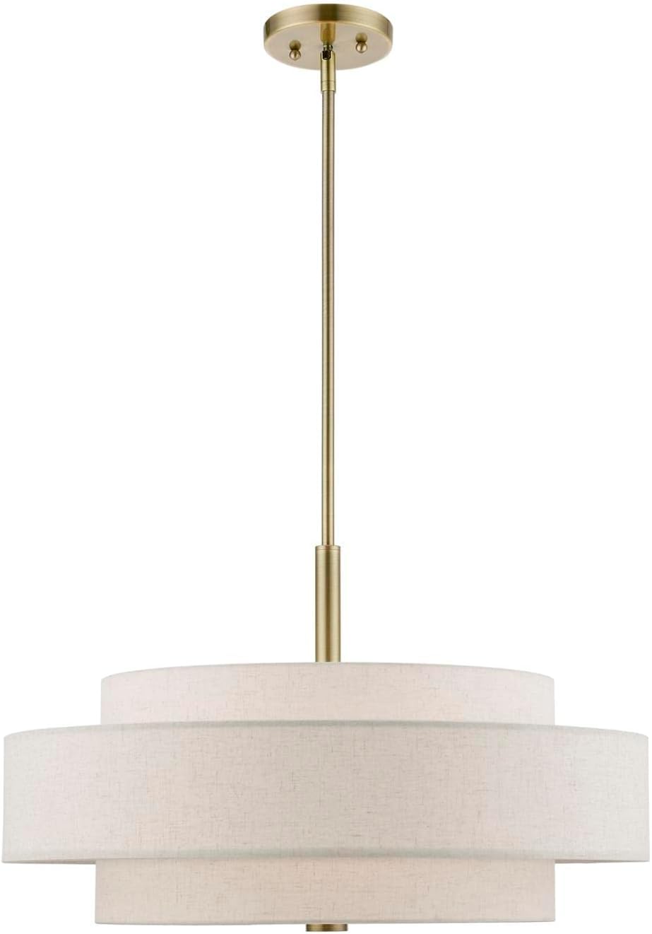 Livex Lighting Monroe - 5 Light Pendant in Timeless Style-17 Inches Tall and 24 Inches Wide-Antique Brass Finish
