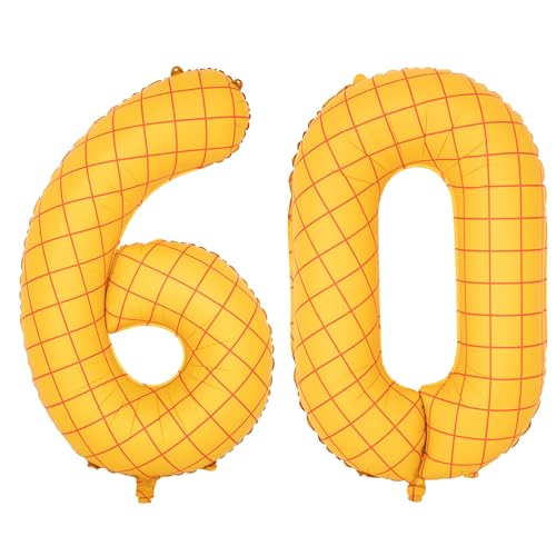 Image of 40 inch Large Number Balloon 60 Toy Inspired Story Yellow Birthday Balloon | Western Rodeo Party Supplies Boy Girl Story Anniversary Kids Birthday Party Cowboy Farm Themed Baby Welcome Decorations