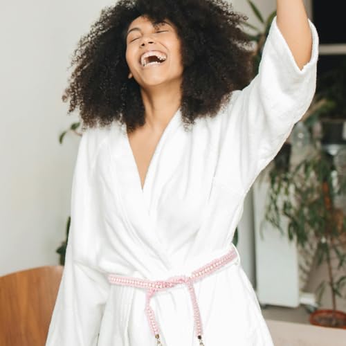 LOGOFUN Traditional Japanese Kimono Sash Belt with Faux Pearl Decor for Women Elegant Yukata Waistband Accessory in Pink Bridal Weddings 5