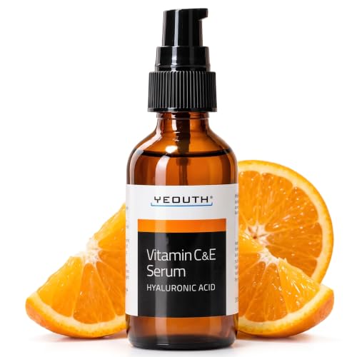 YEOUTH Serum Vitamina C & E con Acido Hialuronico, Vitamina C Serum Facial Hidratante, Skincare Para Todo Tipo de Piel 30ml