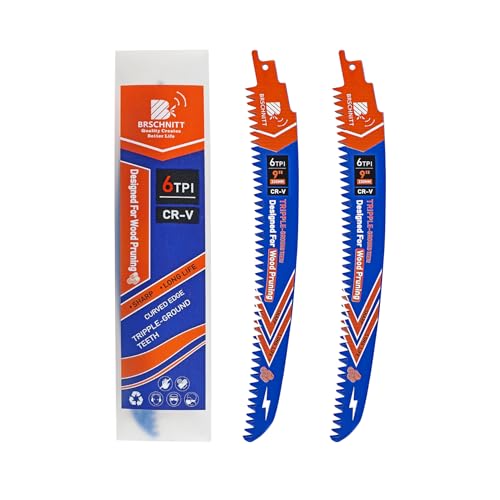 Image of Japanese Teeth Reciprocating Saw Blades 9 inch 2PCS - Curved Edge Wood Pruning Saw Blades 6TPI for Tree Trimming,Wood Cutting,Cr-V Sabre Saw Pruning Blade