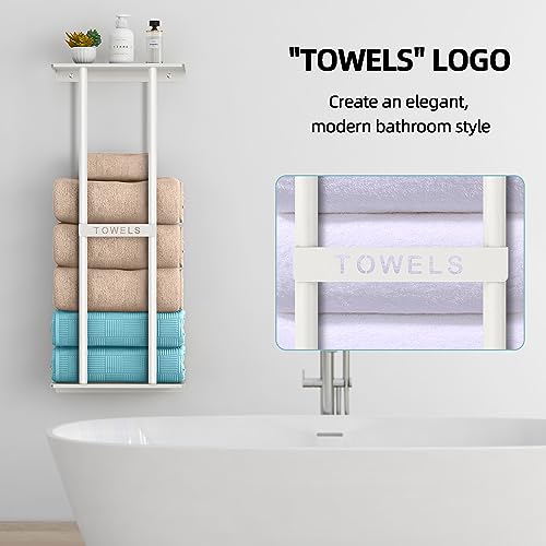 image for STWWO Wall Towel Rack for Rolled Towels, Towel Storage for Small Bathr