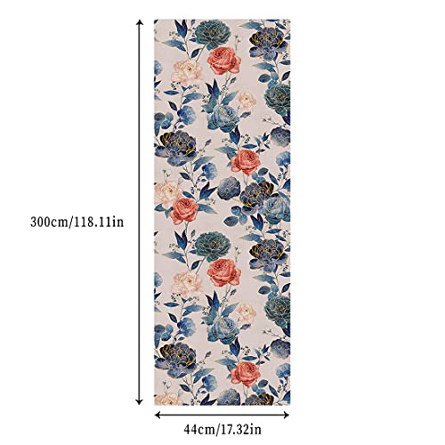 Papier peint autocollant bleu floral meuble étagère armoire 45x300 - 8
