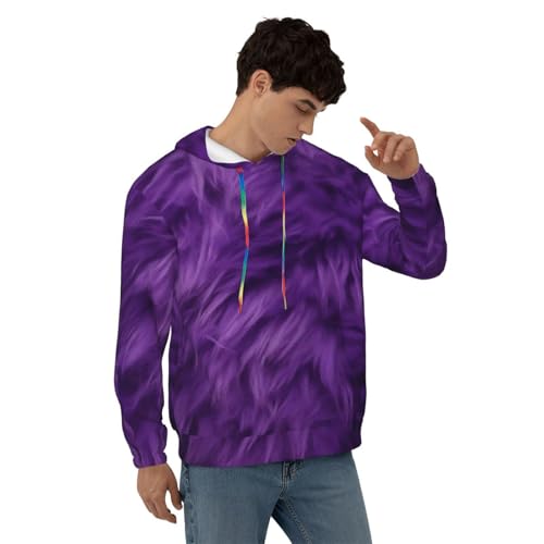 Fashion Men'S Hoodies Pullover Long Sleeve Hoody Purple Print Hooded Sweatshirt With Pocket4