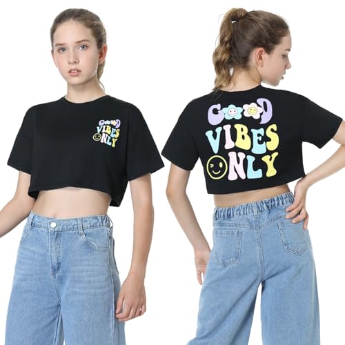 Mebius Girls Toddler Graphic Tees T Shirts Letter Print Summer Casual Short Sleeve Crewneck Preppy Cute Top 3T-12Y4