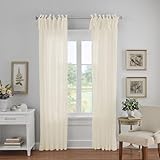 Elrene Home Fashions Jolie Crushed Semi-Sheer Window Curtain, Adjustable Tie-Top Single Panel, 52' x 95' (1 Panel), Ivory
