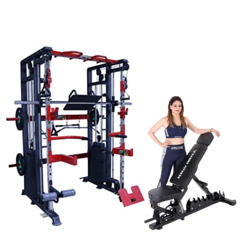 Image of GAMMA FITNESS FTS- 101 Multi Gym Fuctional Trainer with Adjutable Exercise Gym Bench MB-900| for Commercial Gym or Home Gym Setup|