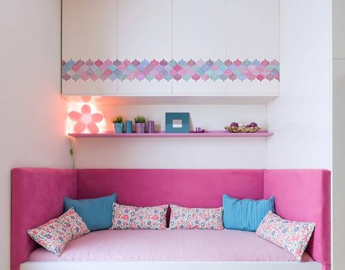 Image of WallDesign Vinyl Mosaic Lantern Pink Violet Shades - 6.25 in X 10 Ft Self-Adhesive Tile Sticker Sheet for Decoration of Kitchen, Bathroom, Furniture, Door, Living, Ceiling