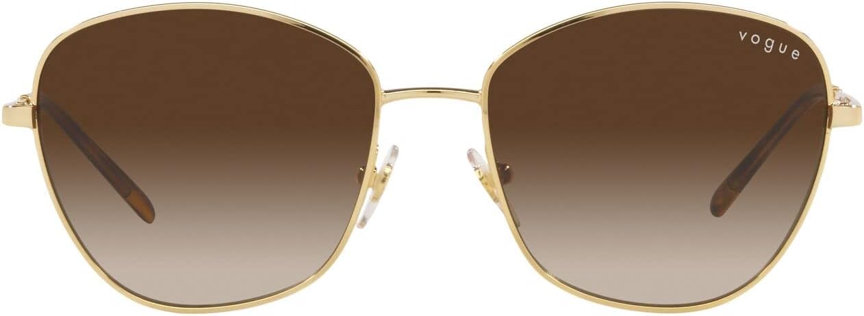 Vogue Eyewear Woman Sunglasses Pale Gold Frame, Grey Gradient Dark Blue Lenses, 53MM