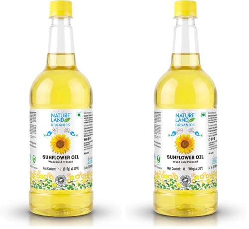 Image of Natureland Organics Sunflower Oil 1 Ltr - Cold Pressed (Pack of 2)