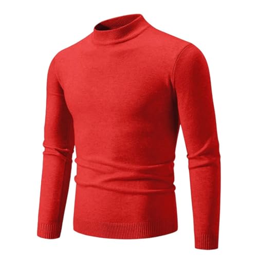 Men's Wool Blend Semi High Neck Sweater Knit Pullover Long Sleeve Comfortable Warm Base Layer Casual Slim Fit Top