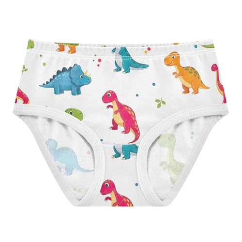 Girls Underwear Toddler 2t Cotton Little Girl Panties Fancy Briefs Underpants Colorful Cartoon Dinosaurs White
