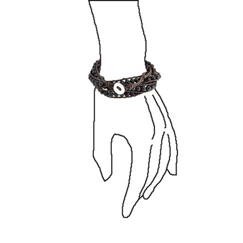 Bling Jewelry Boho Handmade Natural Genuine Black Onyx Ball Beaded Black Brown Leather Multi Strand Triple Wrap Bracelet For Women Men Adjustable #TOP2