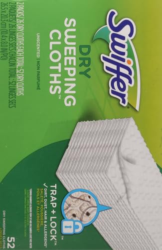 Image of Swiffer Sweep + Mop,Dry Pads Refill,Floor Cleaner for Dirt,Dust,Hair,Cleaning Cloths for Mopping Home,Bathroom,Kitchen,Dust Mop,Floor Duster,Unscented,52ct,(Pack of 3)