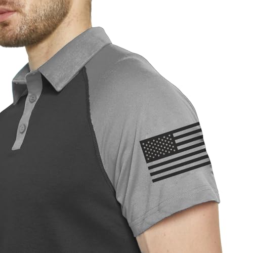 Men's Polo Shirt Short Sleeve Quick Dry American Flag Print Graphic Split Color Golf Shirt for Sport2