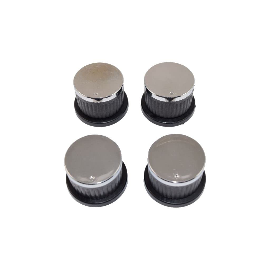 Ufixt Universal Cooker Control Knobs | 4 Pack Black and Silver Dials | D-Shape Spindle Fitting | compatible with AEG Beko Belling